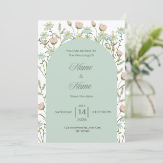 Invitación de boda con vegetación elegante 