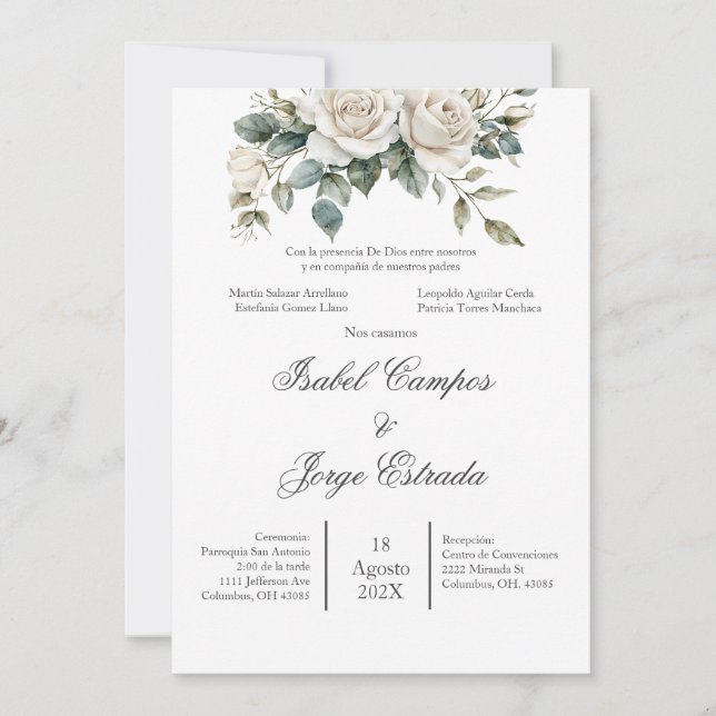Invitación de Boda con Vegetación Española (Anverso)