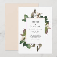 Invitación de Boda con Vegetación Floral Rosa Eleg