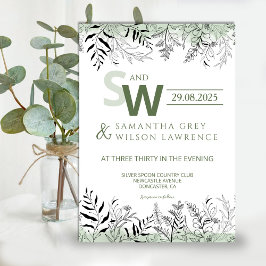 Invitación de boda con vegetación inspirada en la