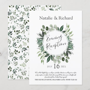 Invitación de boda con vegetación, recepción noctu