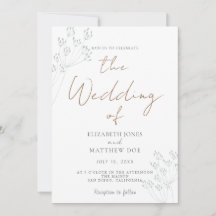 Invitación de boda con vegetación romántica