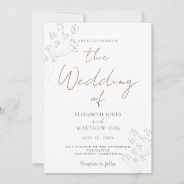 Invitación de boda con vegetación romántica