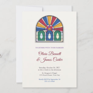 Invitación de boda con ventana de arco de vidrio e