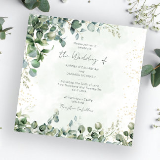 Invitación de Boda con Verde de Eucalipto 1001 Squ