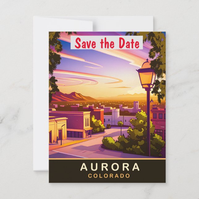Invitación de boda con vista a montaña Aurora Colo (Anverso)
