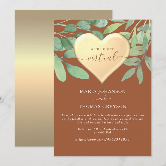 Invitación de boda con zoom de terracota (Anverso / Reverso)