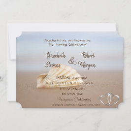 Invitación de Boda Concha de Playa, Corazones