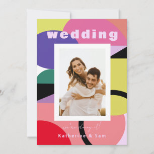 Invitación de boda contemporánea geométrica colori
