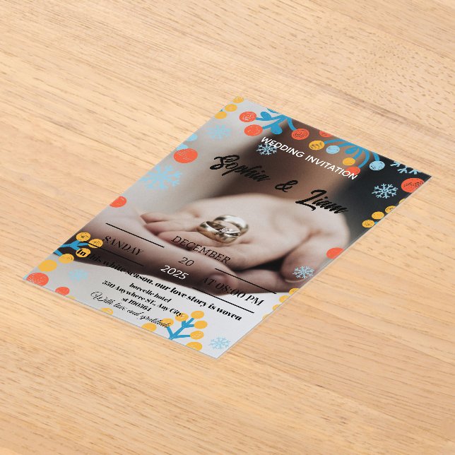 Invitación de boda copo de nieve de invierno (Distribución )