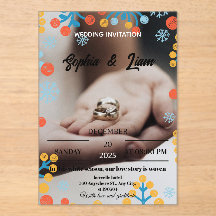 Invitación de boda copo de nieve de invierno