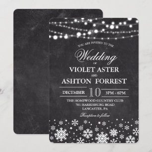 Invitación de boda copo de nieve de invierno