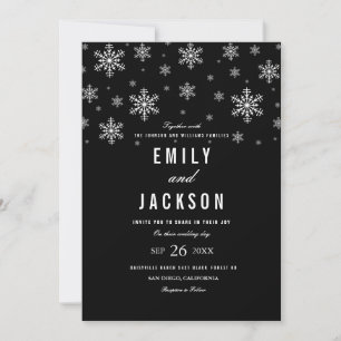 Invitación de boda copo de nieve moderna en blanco