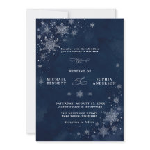 Invitación de boda Copos de Nieve de Medianoche