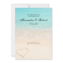 Invitación de boda Corazón de Arena Ola del Océano