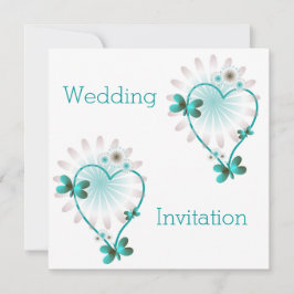 Invitación De Boda Corazón De Menta Y Mariposas