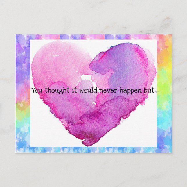 Invitación de boda Corazón Tie-Dye (Anverso)