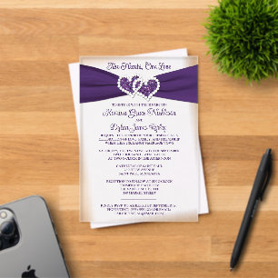 Invitación de boda Corazones de Amor Purpura