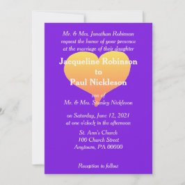 Invitación de boda Corazones de Atardecer Violeta
