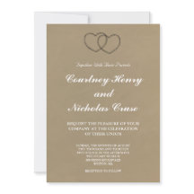 Invitación de boda Corazones de Encaje Rústico