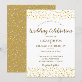 Invitación de boda Corazones Dorados
