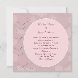 Invitación de boda corazones rosados modernos