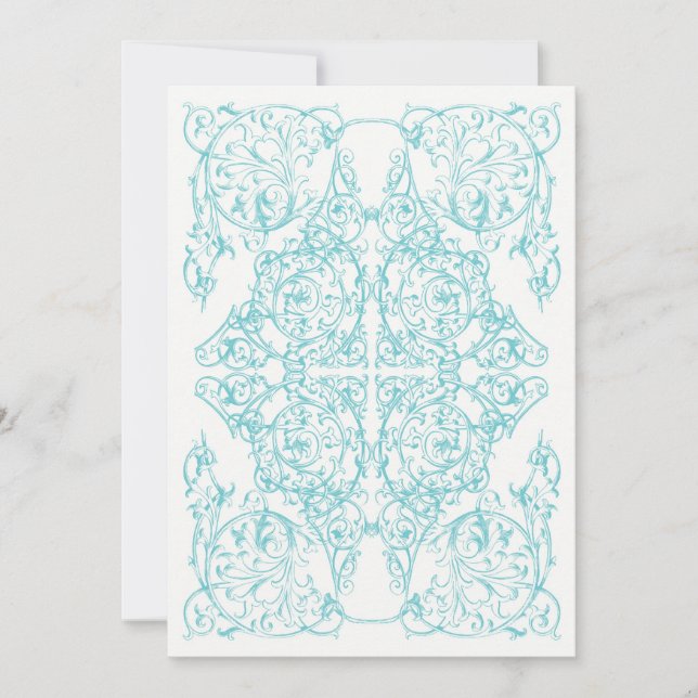 Invitación de boda Corner Flourish azul) (Anverso)