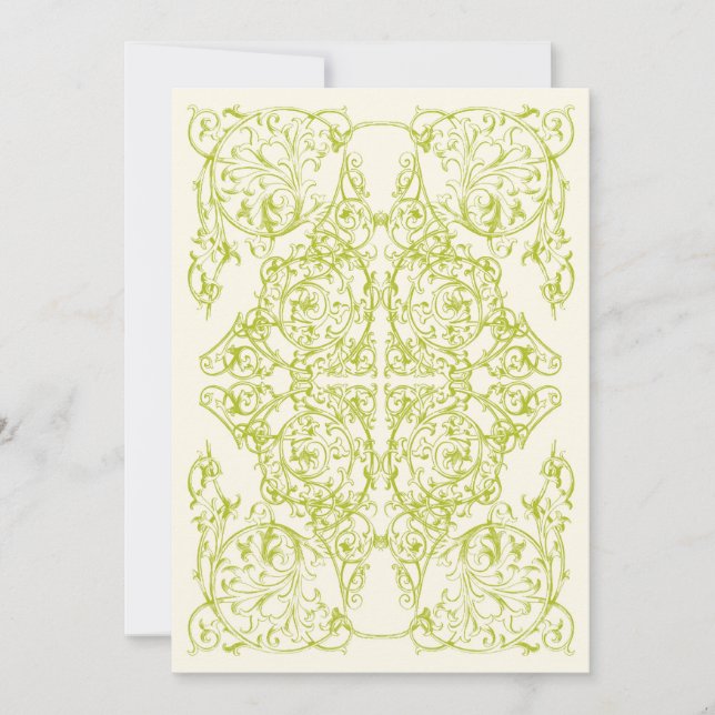 Invitación de boda Corner Flourish (Chartreuse) (Anverso)