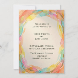 Invitación de boda Corona Acuarela Arcoíris
