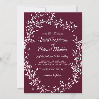Invitación de boda Corona Botánica Borgoña