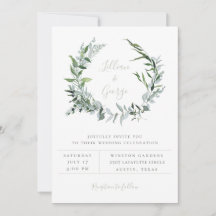 Invitación de boda Corona Botánica Dusty Sage
