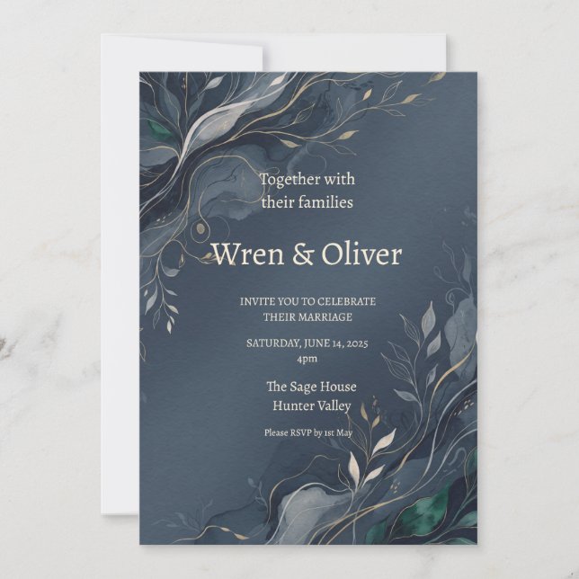 Invitación de boda Corona Botánica Escocesa | Thi (Anverso)
