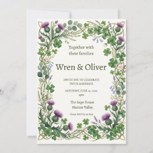 Invitación de boda Corona Botánica Escocesa   Thi