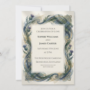 Invitación de boda Corona de Cardo Celta Azul