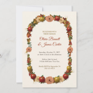 Invitación de boda Corona de Cosecha de Otoño con 