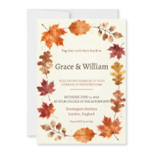 Invitación de Boda Corona de Hojas de Otoño Acuare