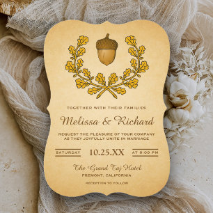 Invitación de boda Corona de hojas de roble bellot