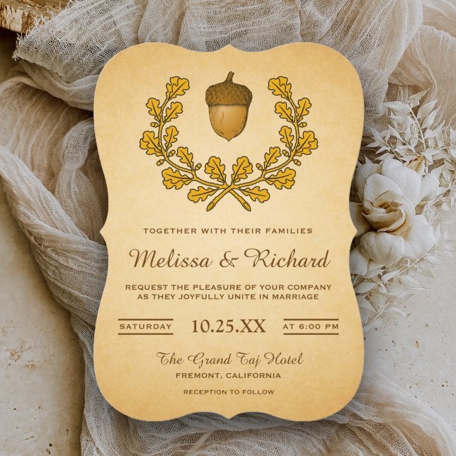 Invitación de boda Corona de hojas de roble bellot (Subido por el creador)