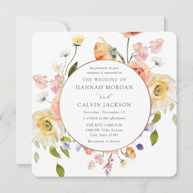 Invitación de boda Corona de jardín romántico (Anverso)