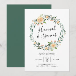 Invitación de boda Corona de Rosas Melocotón