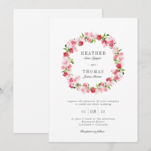 Invitación de boda Corona de Rosas Rosadas Rojo Ac