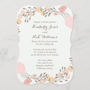 Invitación de boda Corona floral dulce menta rosa