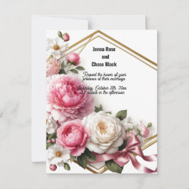 Invitación de boda Corona geométrica Rosa Peonía
