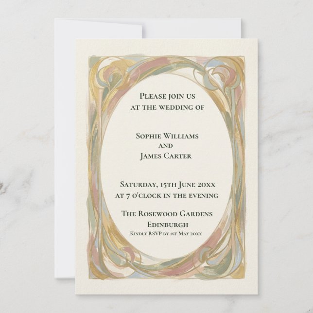 Invitación de boda Corona Nouveau Otoño (Anverso)