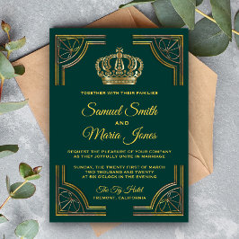 Invitación de boda corona ornamentada elegante ver