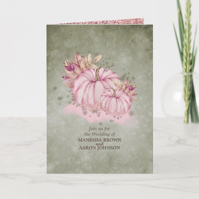 Invitación de Boda - Cosecha de Calabaza Rosa (Anverso)