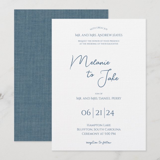 Invitación de Boda Costera (Anverso / Reverso)