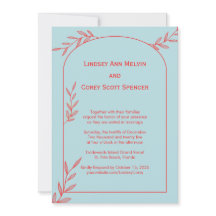Invitación de boda costera azul hielo | Acento de 