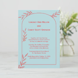 Invitación de boda costera azul hielo | Acento de