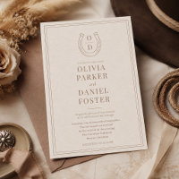 Invitación de Boda Country Occidental de Herradura